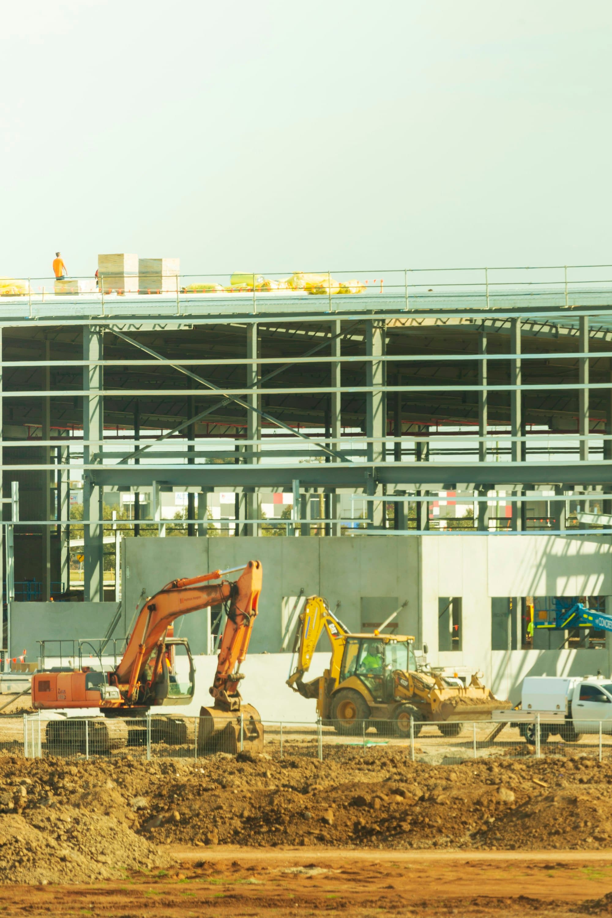 Construction works under way on an industrial site